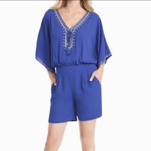 White House Black Market Blue Romper